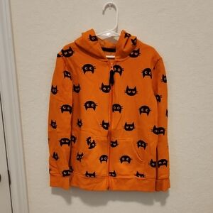 Cat & Jack Orange Hoodie with Black Cat Print